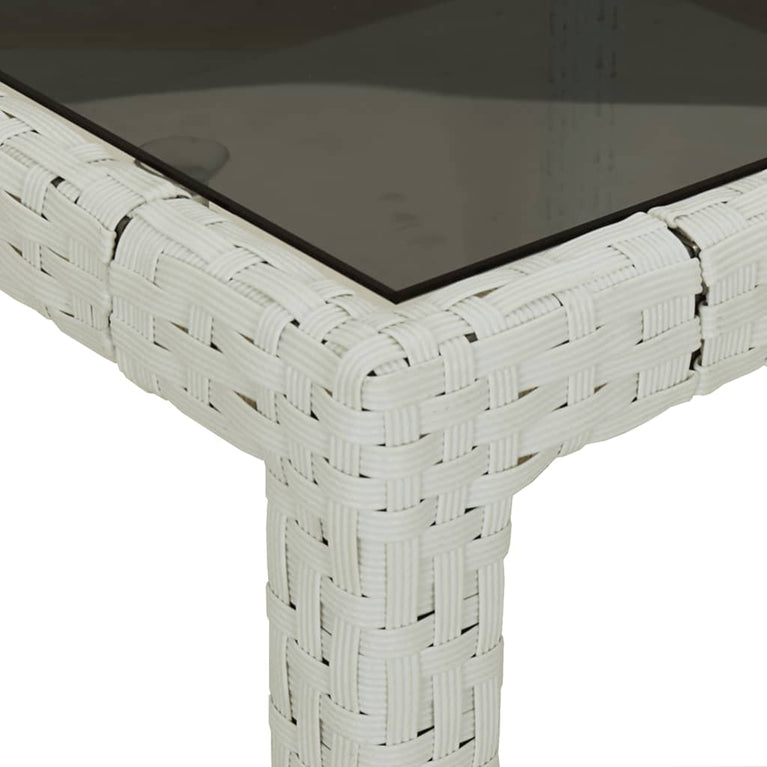 Tuintafel 90x90x75 cm gehard glas en poly rattan wit MeubelReus