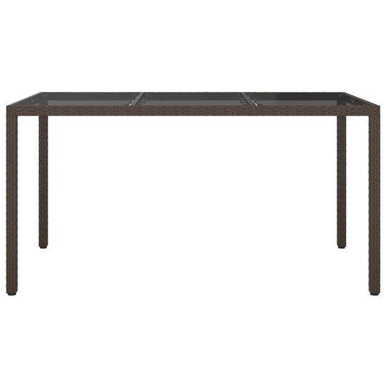 Tuintafel 150x90x75 cm gehard glas en poly rattan bruin MeubelReus