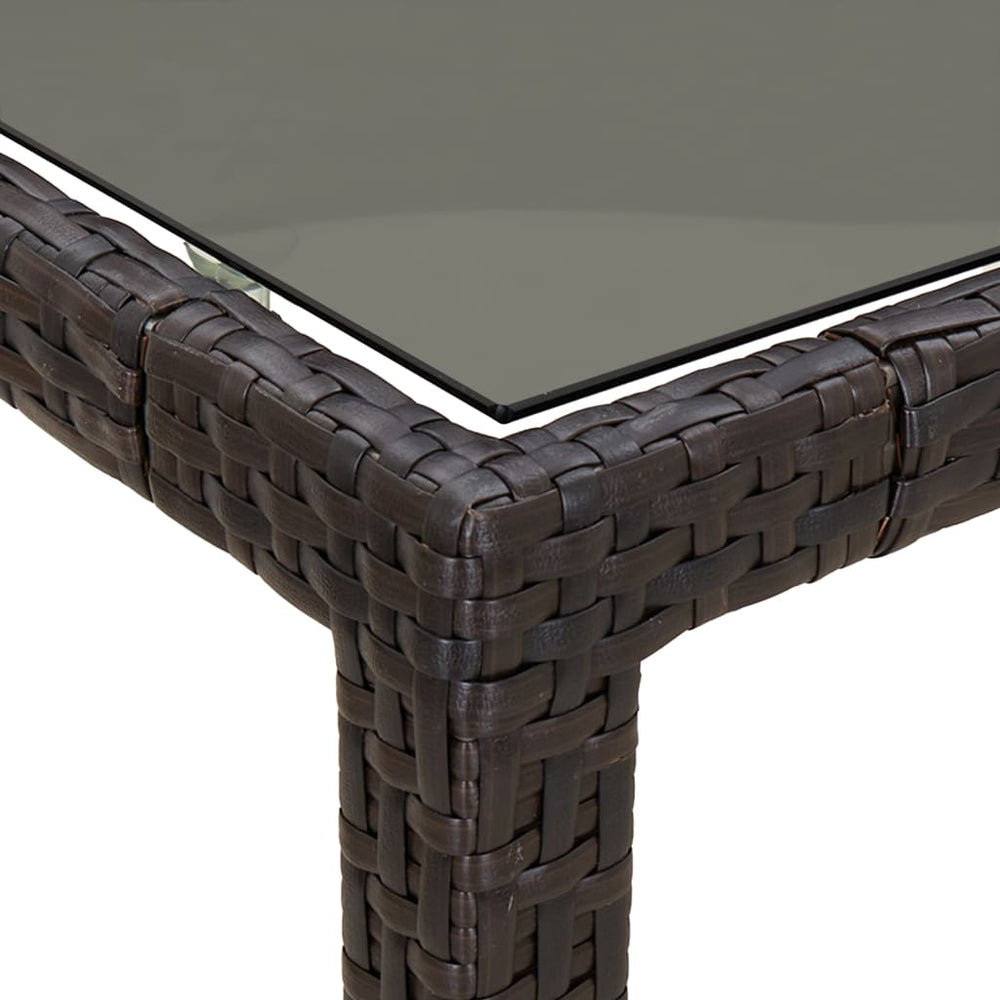 Tuintafel 150x90x75 cm gehard glas en poly rattan bruin MeubelReus
