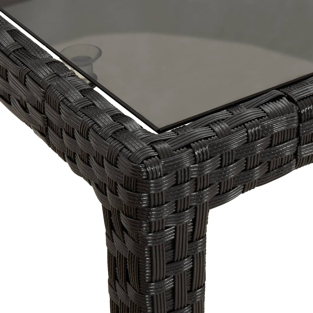 Tuintafel 150x90x75 cm gehard glas en poly rattan zwart MeubelReus