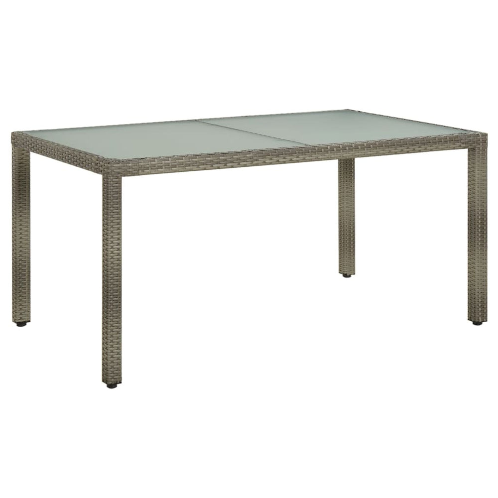 Tuintafel 150x90x75 cm gehard glas en poly rattan grijs MeubelReus