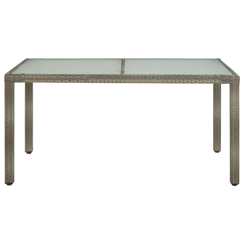 Tuintafel 150x90x75 cm gehard glas en poly rattan grijs MeubelReus