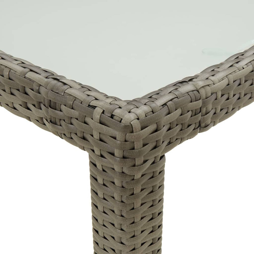 Tuintafel 150x90x75 cm gehard glas en poly rattan grijs MeubelReus