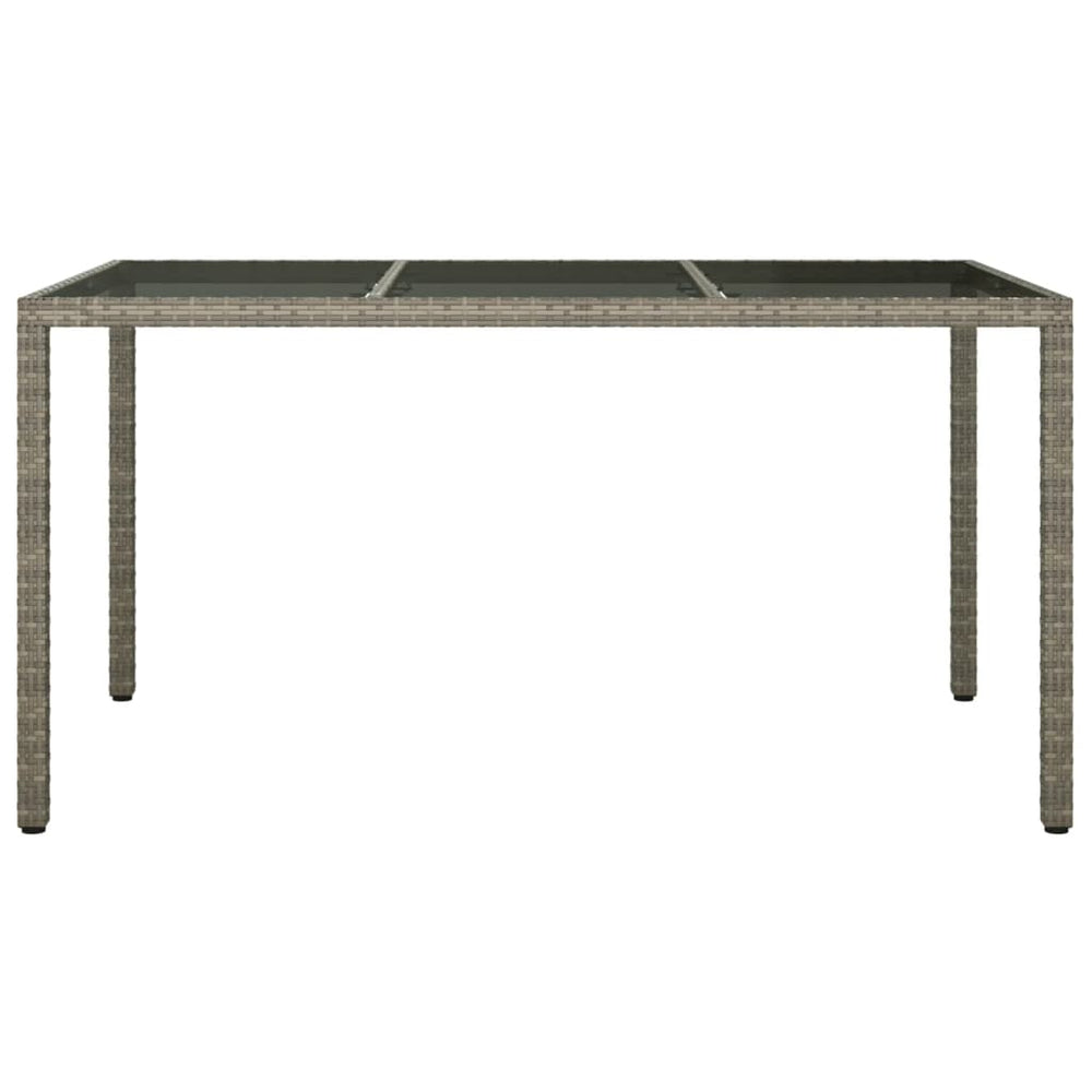 Tuintafel 150x90x75 cm gehard glas en poly rattan grijs MeubelReus