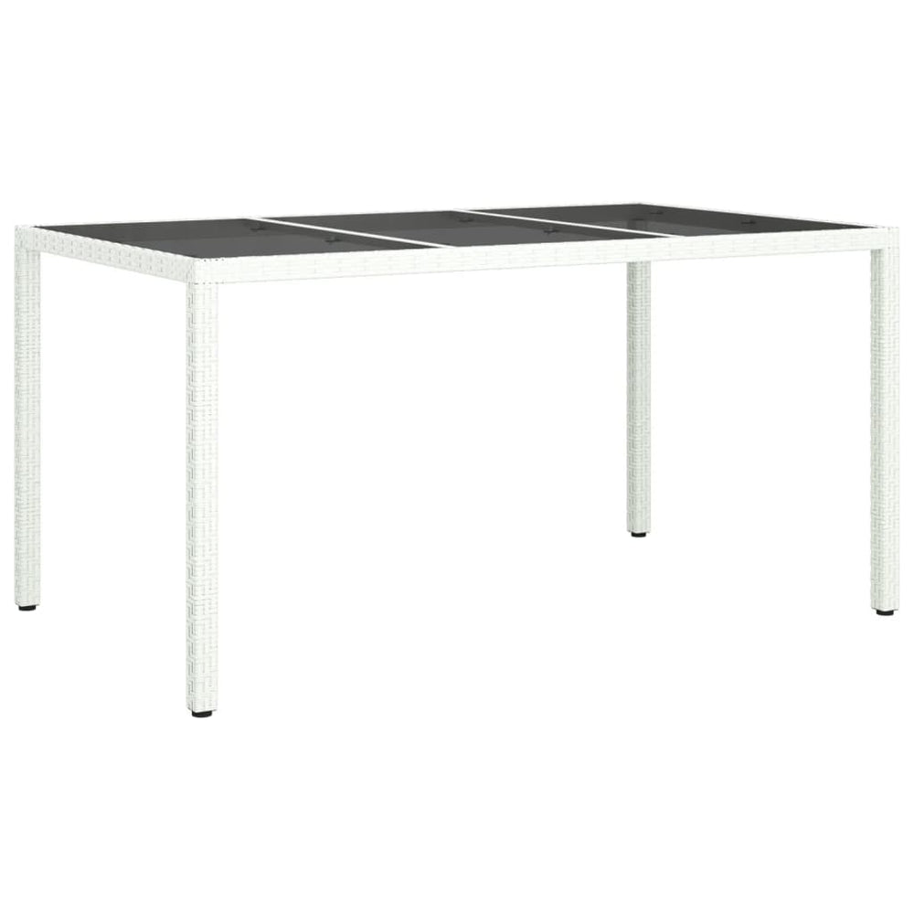 Tuintafel 150x90x75 cm gehard glas en poly rattan wit MeubelReus