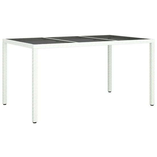 Tuintafel 150x90x75 cm gehard glas en poly rattan wit MeubelReus