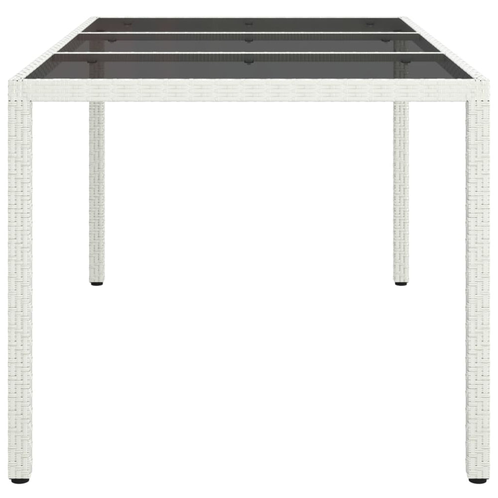 Tuintafel 150x90x75 cm gehard glas en poly rattan wit MeubelReus