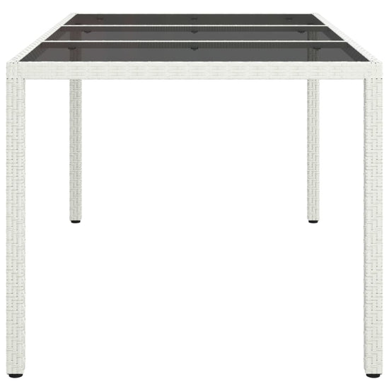 Tuintafel 150x90x75 cm gehard glas en poly rattan wit MeubelReus
