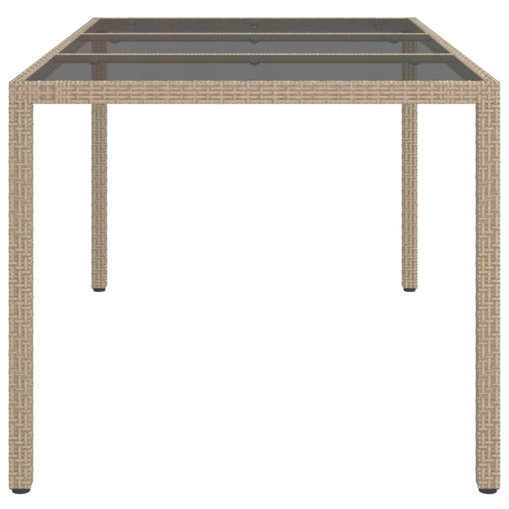 Tuintafel 150x90x75 cm gehard glas en poly rattan beige MeubelReus
