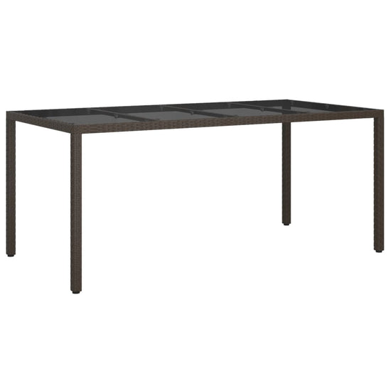 Tuintafel 190x90x75 cm gehard glas en poly rattan bruin MeubelReus