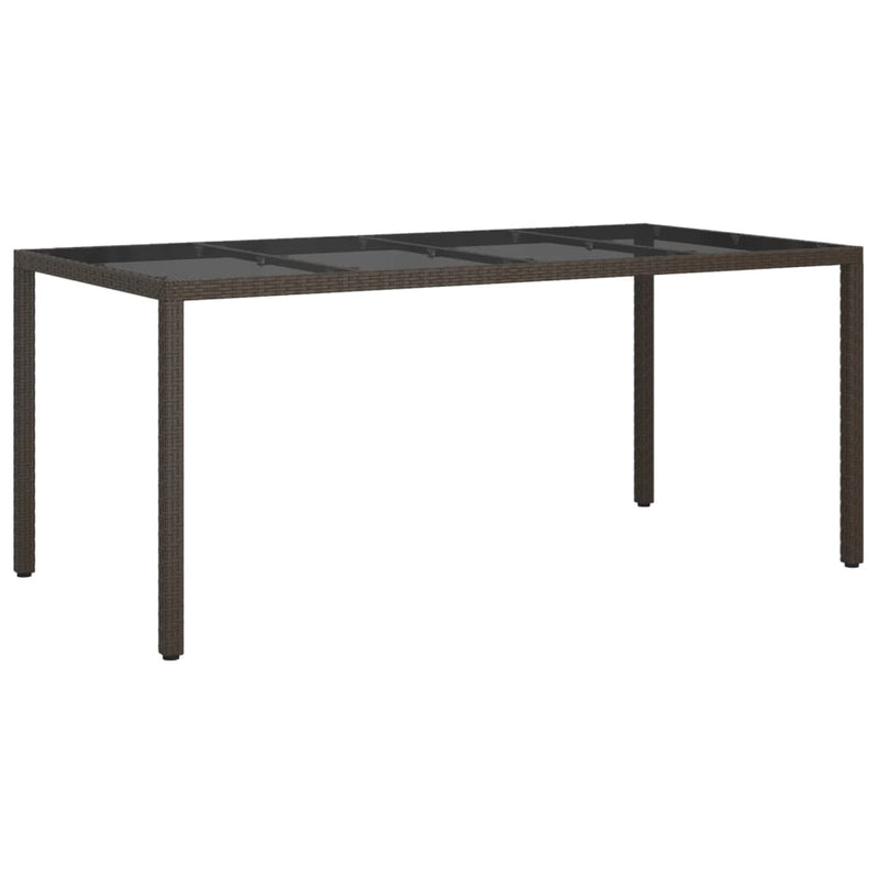 Tuintafel 190x90x75 cm gehard glas en poly rattan bruin MeubelReus