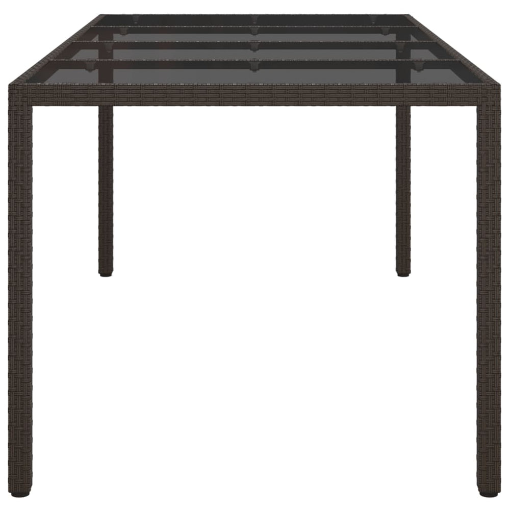 Tuintafel 190x90x75 cm gehard glas en poly rattan bruin MeubelReus