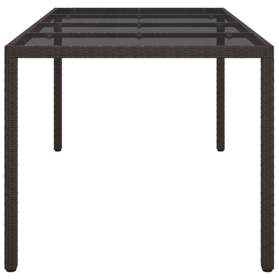 Tuintafel 190x90x75 cm gehard glas en poly rattan bruin MeubelReus