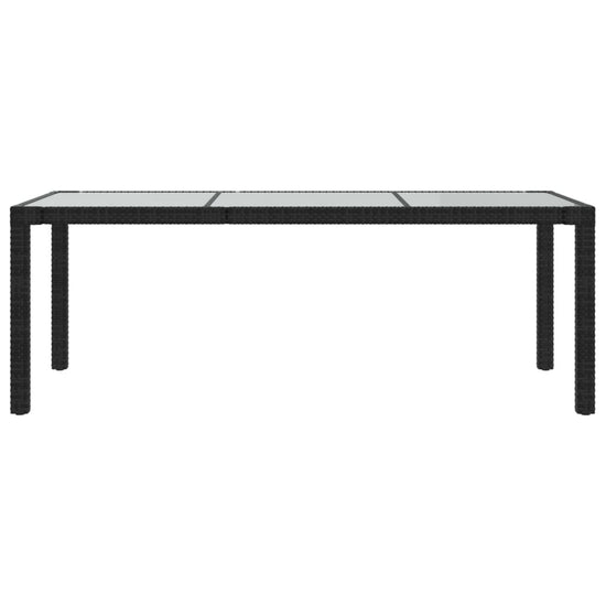 Tuintafel 190x90x75 cm gehard glas en poly rattan black MeubelReus
