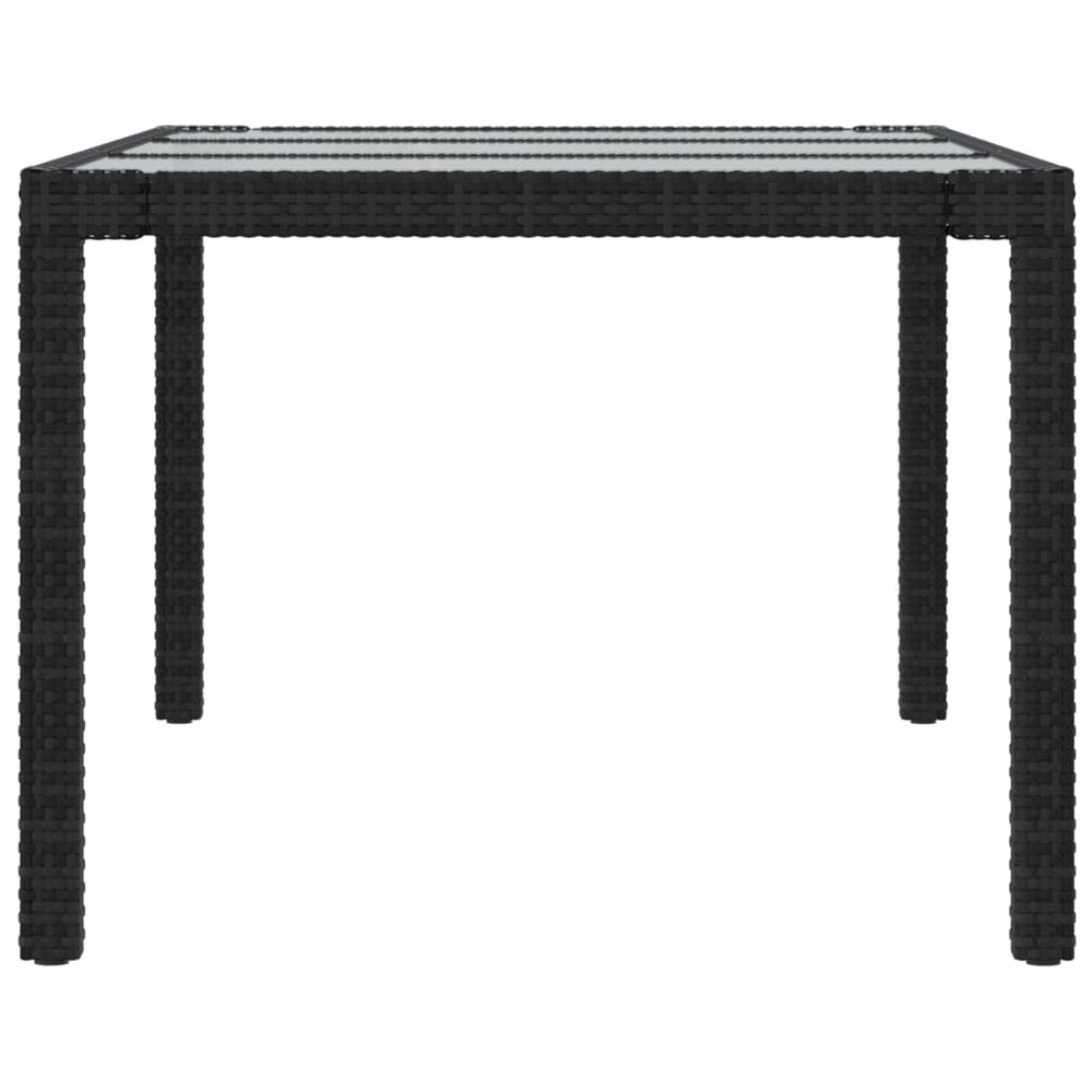 Tuintafel 190x90x75 cm gehard glas en poly rattan black MeubelReus