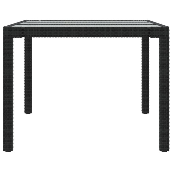 Tuintafel 190x90x75 cm gehard glas en poly rattan black MeubelReus