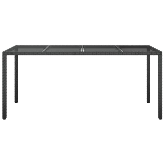 Tuintafel 190x90x75 cm gehard glas en poly rattan black MeubelReus