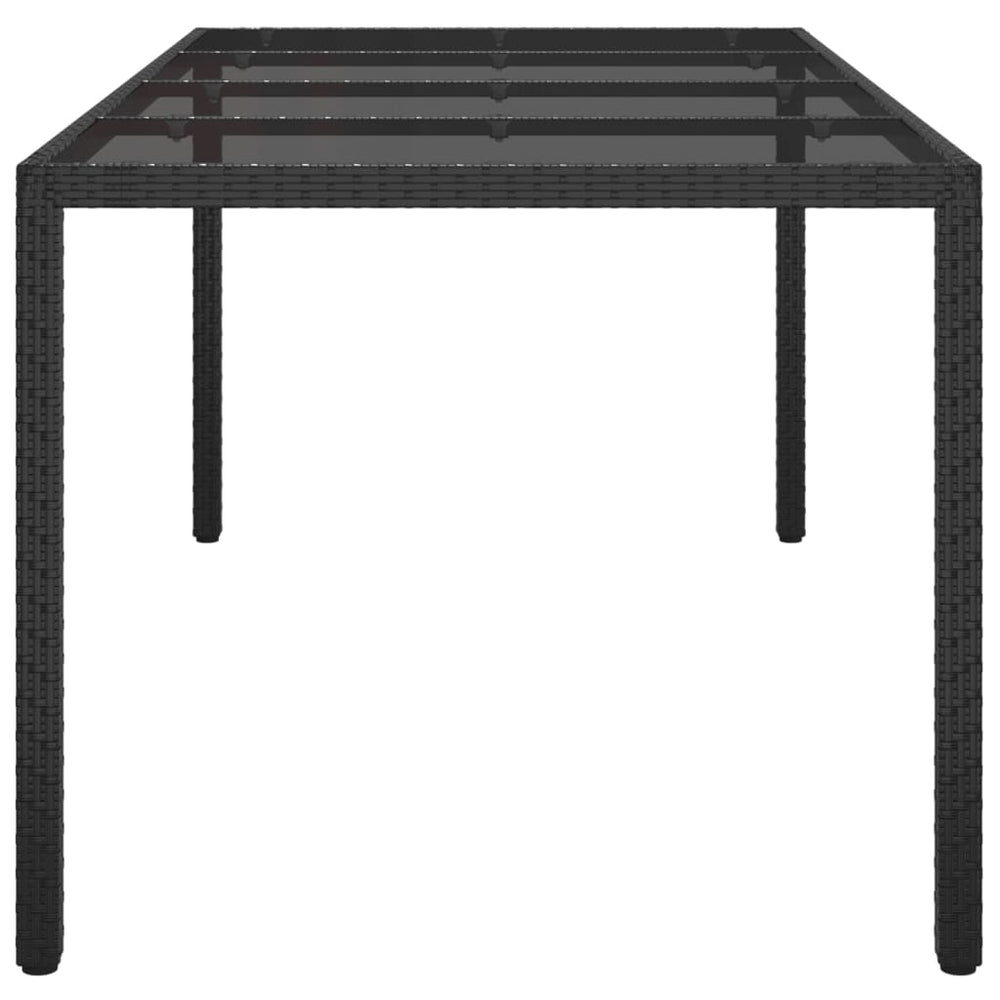 Tuintafel 190x90x75 cm gehard glas en poly rattan black MeubelReus