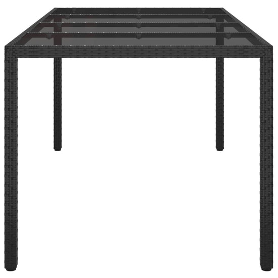 Tuintafel 190x90x75 cm gehard glas en poly rattan black MeubelReus
