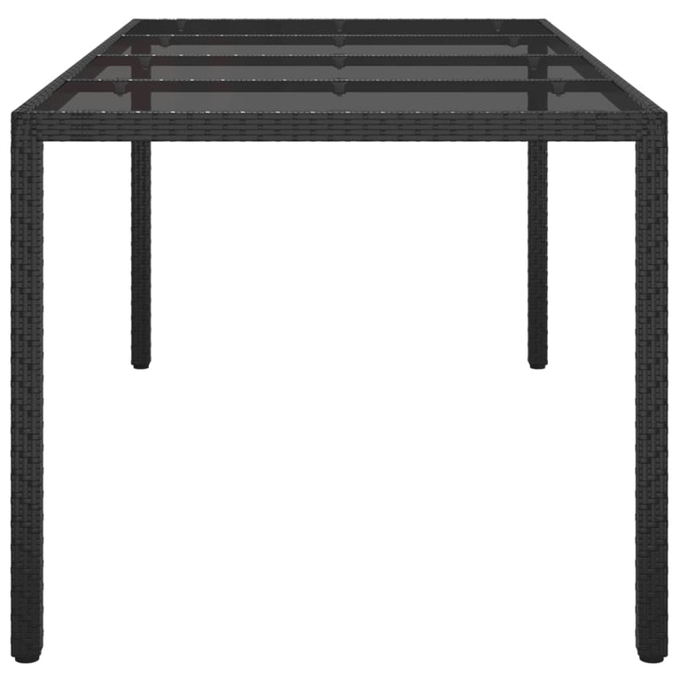 Tuintafel 190x90x75 cm gehard glas en poly rattan black MeubelReus