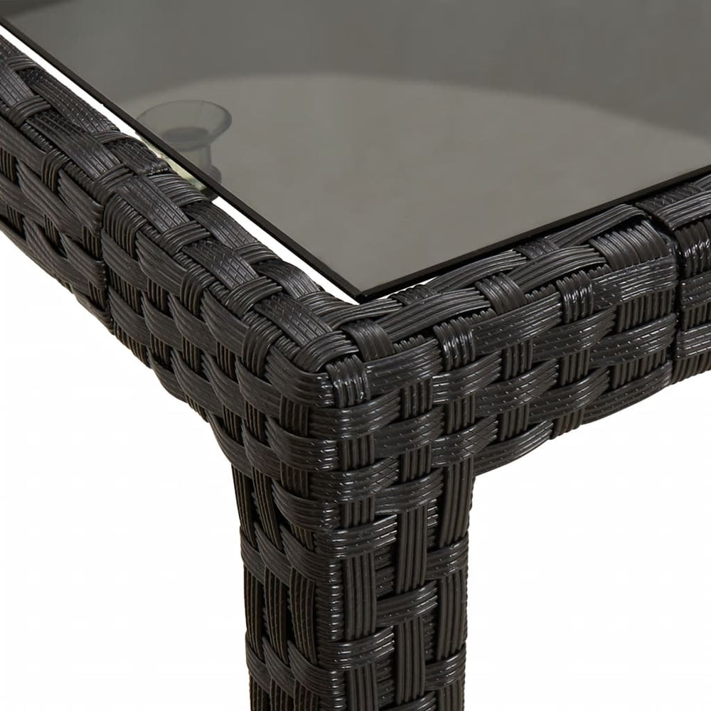 Tuintafel 190x90x75 cm gehard glas en poly rattan black MeubelReus