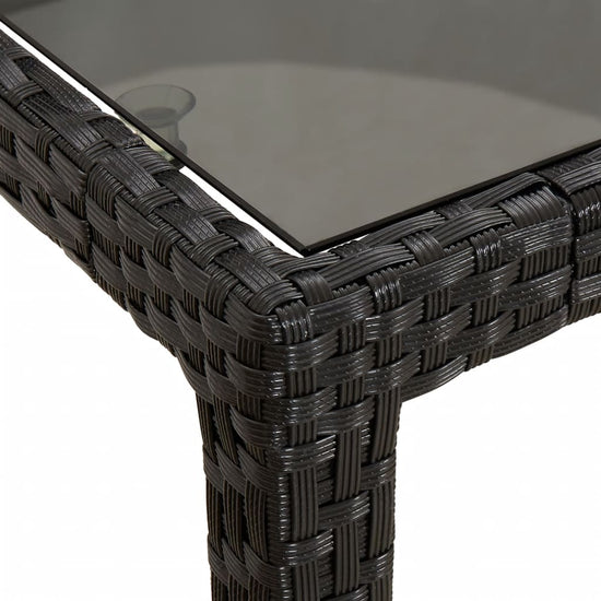 Tuintafel 190x90x75 cm gehard glas en poly rattan black MeubelReus