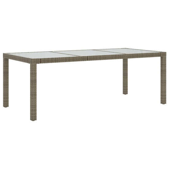 Tuintafel 190x90x75 cm gehard glas en poly rattan grijs MeubelReus