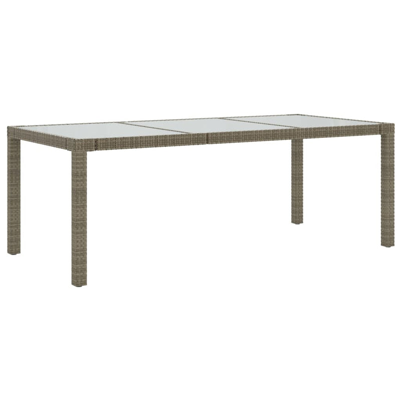 Tuintafel 190x90x75 cm gehard glas en poly rattan grijs MeubelReus