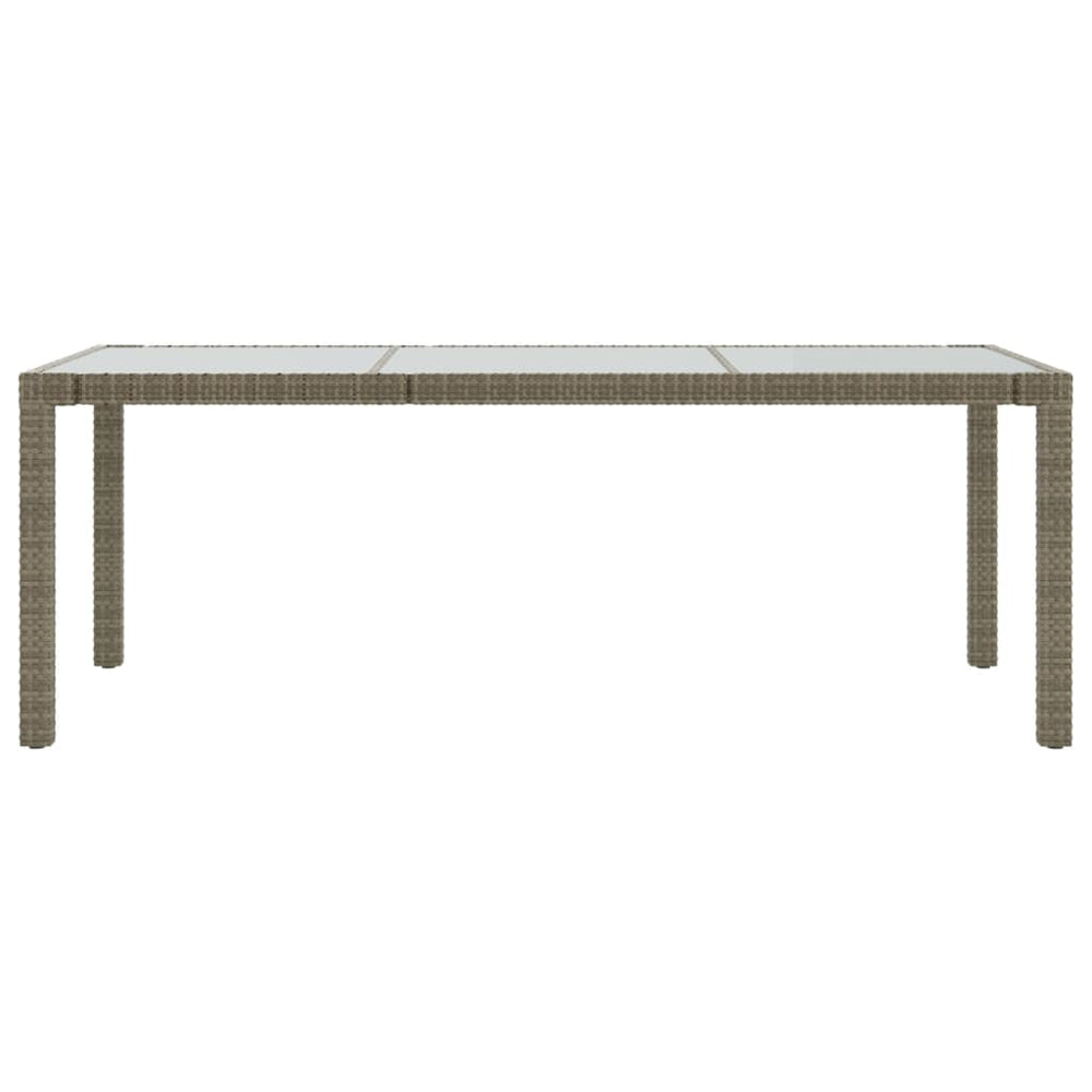 Tuintafel 190x90x75 cm gehard glas en poly rattan grijs MeubelReus
