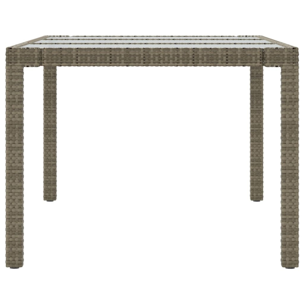 Tuintafel 190x90x75 cm gehard glas en poly rattan grijs MeubelReus
