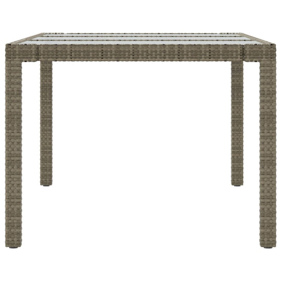 Tuintafel 190x90x75 cm gehard glas en poly rattan grijs MeubelReus