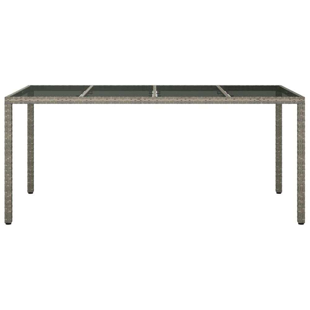 Tuintafel 190x90x75 cm gehard glas en poly rattan grijs MeubelReus