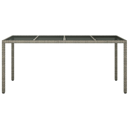 Tuintafel 190x90x75 cm gehard glas en poly rattan grijs MeubelReus