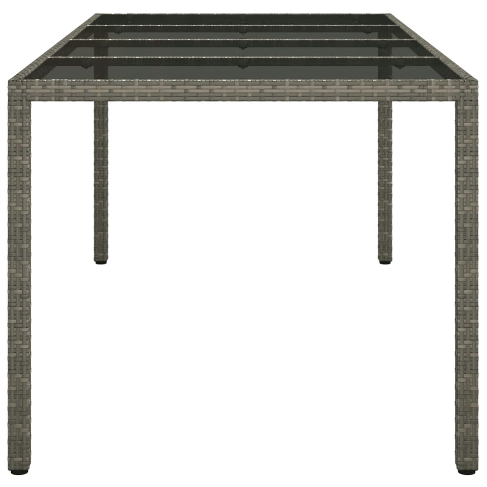 Tuintafel 190x90x75 cm gehard glas en poly rattan grijs MeubelReus
