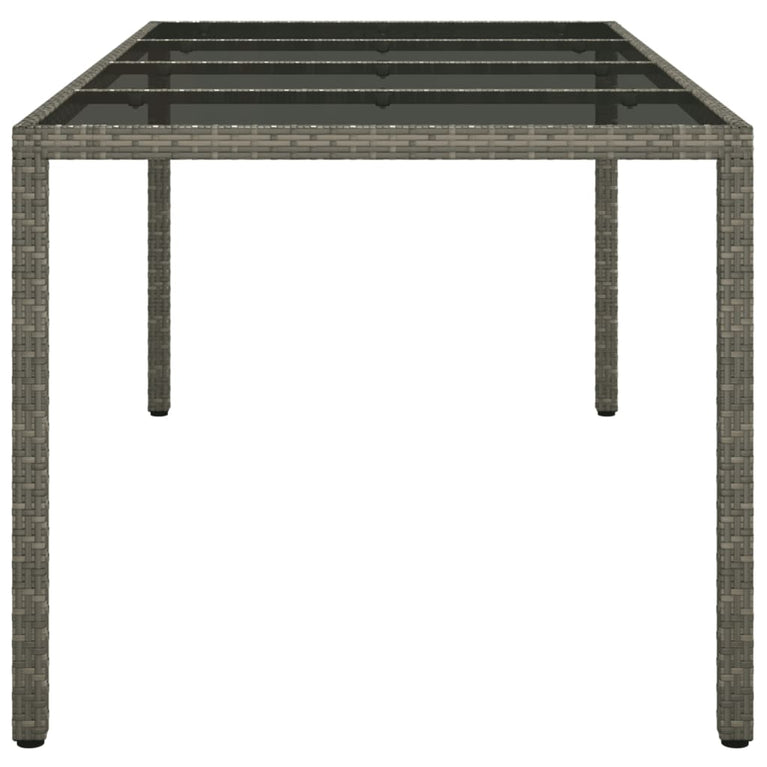 Tuintafel 190x90x75 cm gehard glas en poly rattan grijs MeubelReus