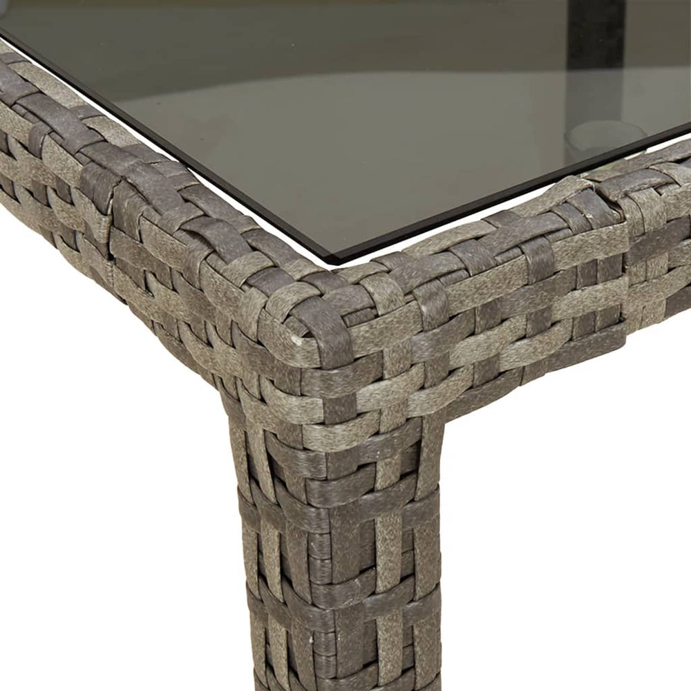 Tuintafel 190x90x75 cm gehard glas en poly rattan grijs MeubelReus