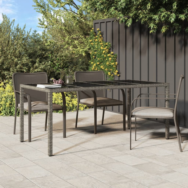 Tuintafel 190x90x75 cm gehard glas en poly rattan grijs MeubelReus
