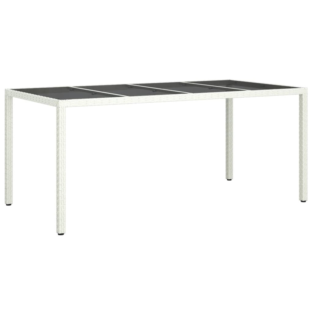 Tuintafel 190x90x75 cm gehard glas en poly rattan wit MeubelReus