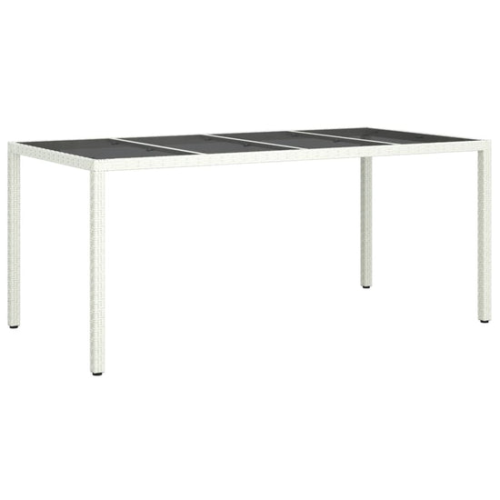 Tuintafel 190x90x75 cm gehard glas en poly rattan wit MeubelReus