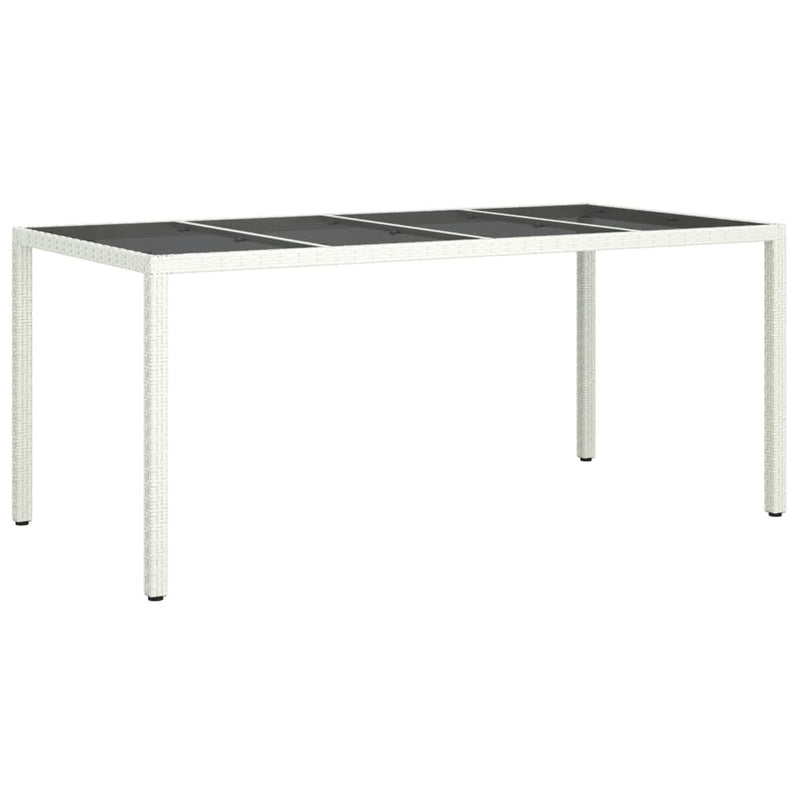 Tuintafel 190x90x75 cm gehard glas en poly rattan wit MeubelReus