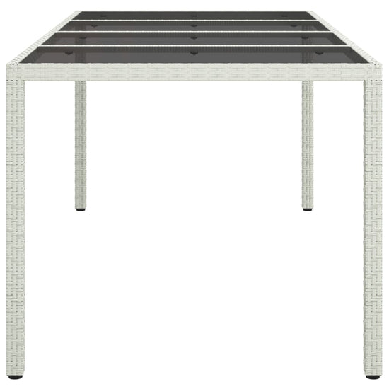Tuintafel 190x90x75 cm gehard glas en poly rattan wit MeubelReus