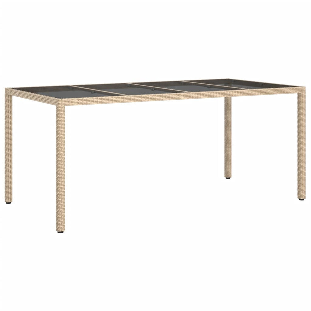 Tuintafel 190x90x75 cm gehard glas en poly rattan beige MeubelReus