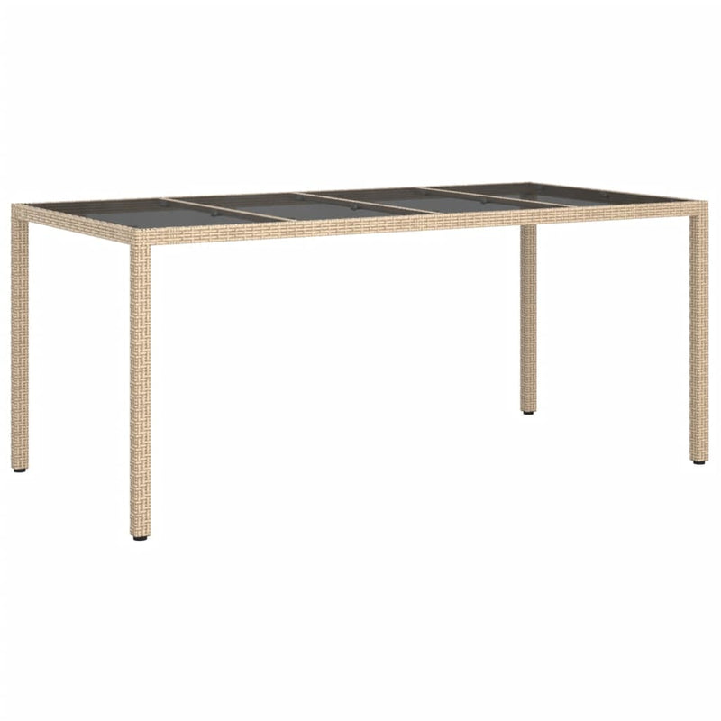 Tuintafel 190x90x75 cm gehard glas en poly rattan beige MeubelReus