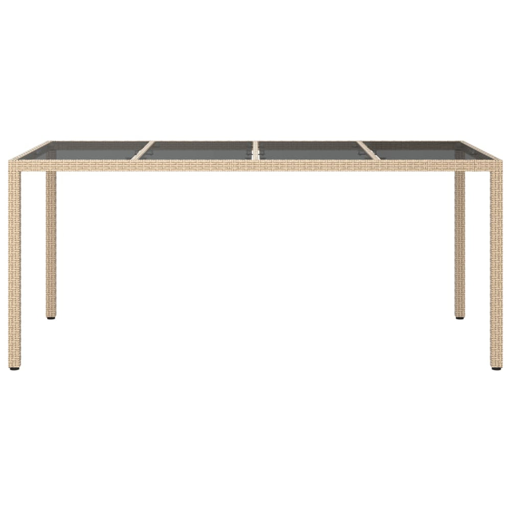 Tuintafel 190x90x75 cm gehard glas en poly rattan beige MeubelReus