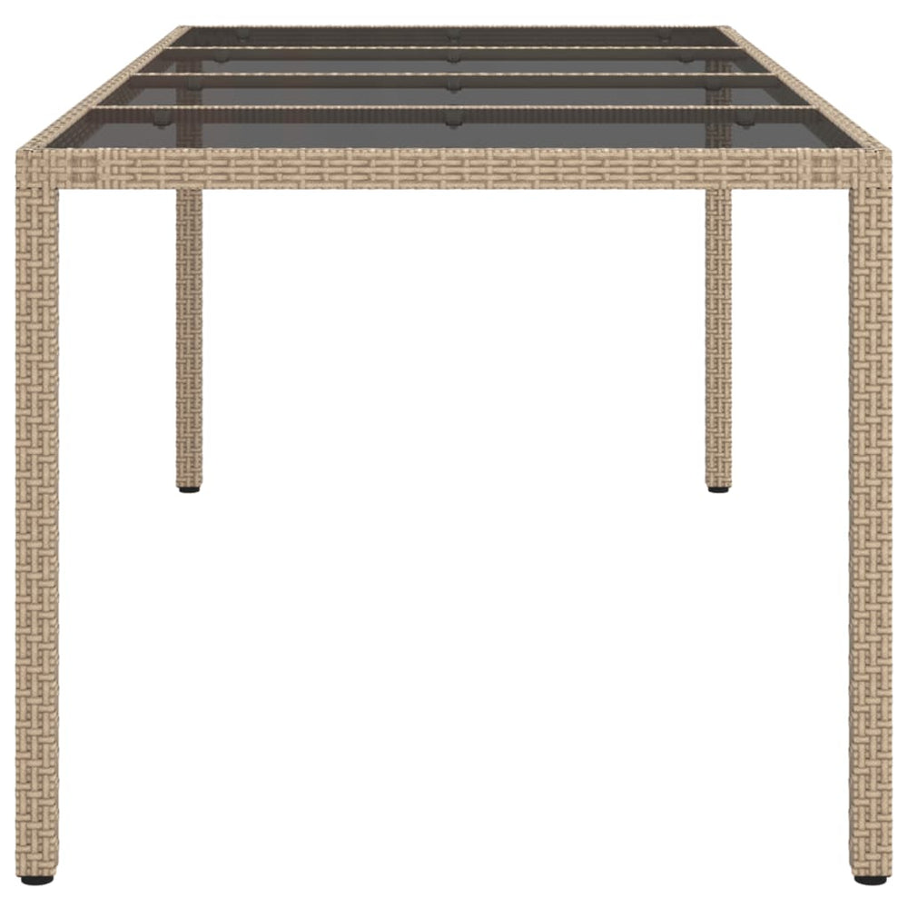Tuintafel 190x90x75 cm gehard glas en poly rattan beige MeubelReus