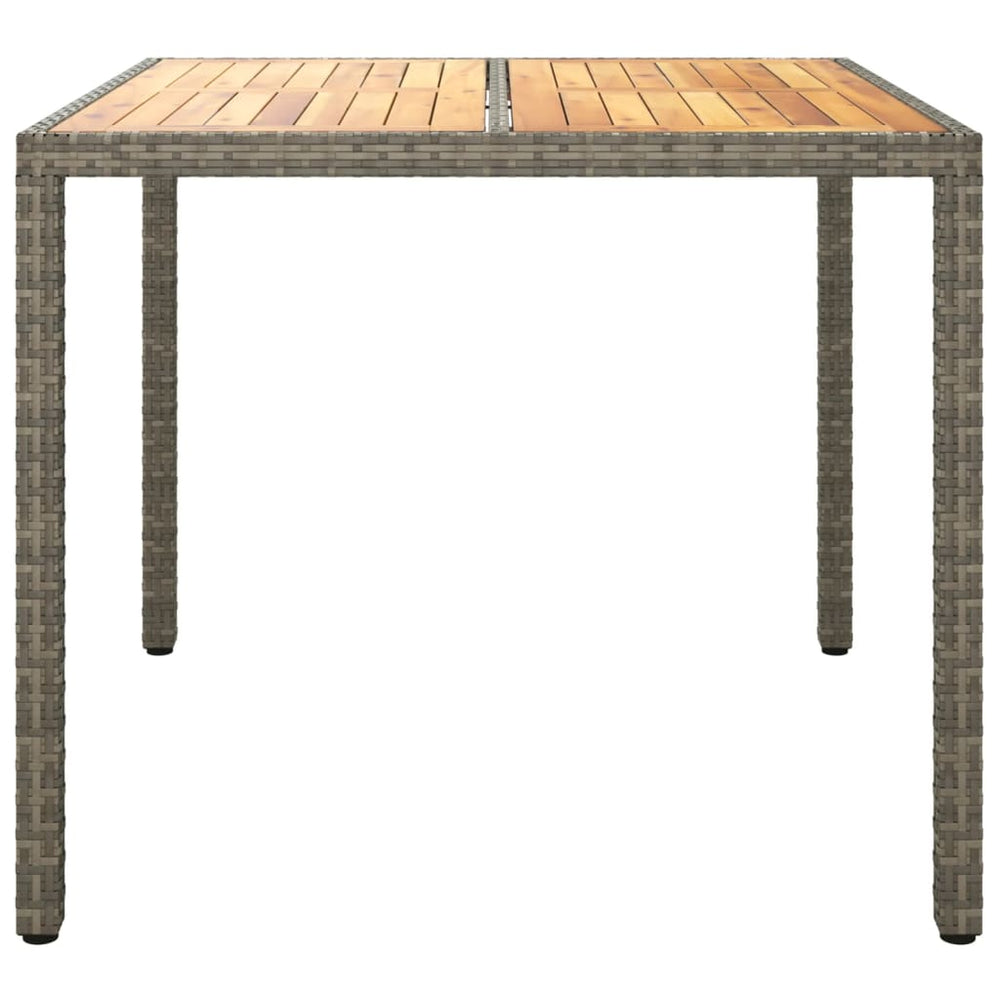 Tuintafel 90x90x75 cm poly rattan en acaciahout grijs MeubelReus