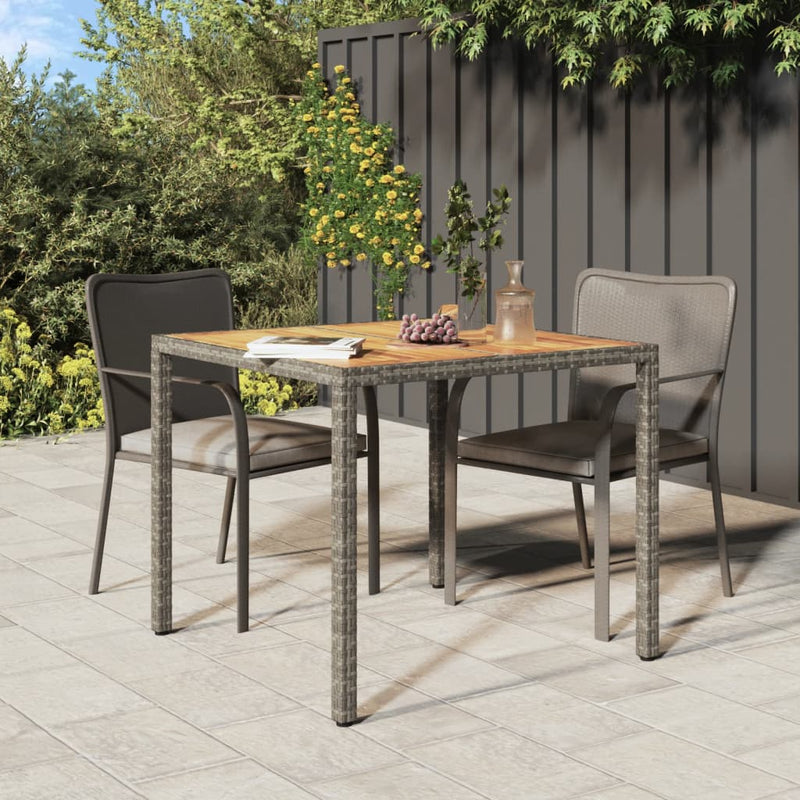 Tuintafel 90x90x75 cm poly rattan en acaciahout grijs MeubelReus
