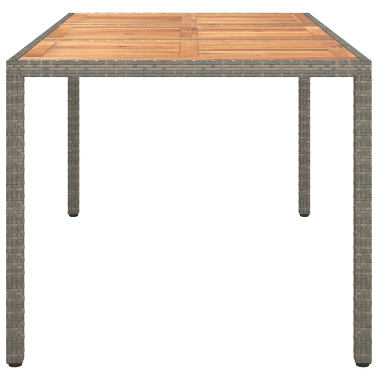 Tuintafel 150x90x75 cm poly rattan en acaciahout grijs MeubelReus
