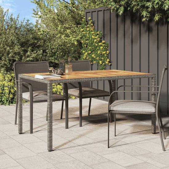 Tuintafel 150x90x75 cm poly rattan en acaciahout grijs MeubelReus