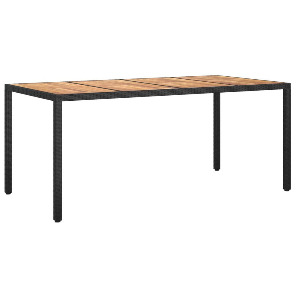 Tuintafel 190x90x75 cm poly rattan en acaciahout zwart MeubelReus